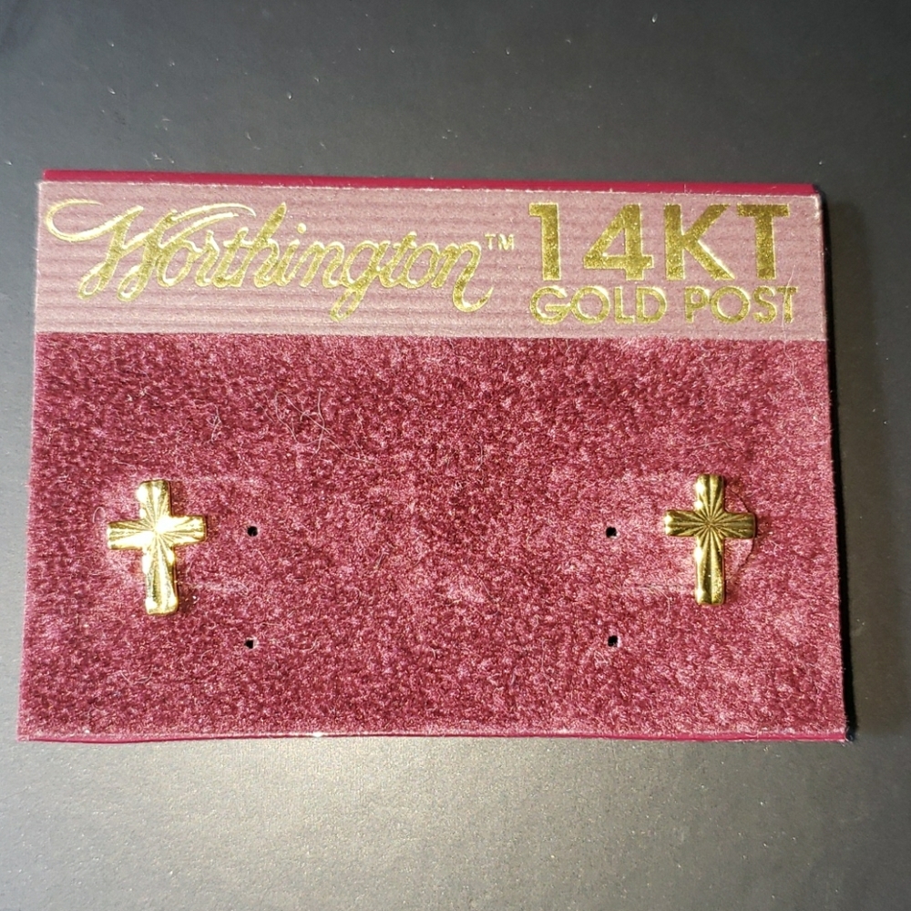 Gold cross earrings